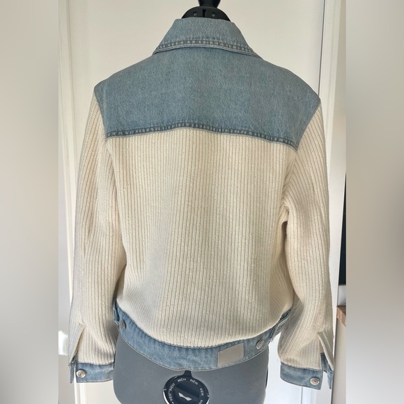Maje NWOT Mixed Material Denim and Knit Jacket, sky blue/white, 36(XS) - Picture 6 of 14